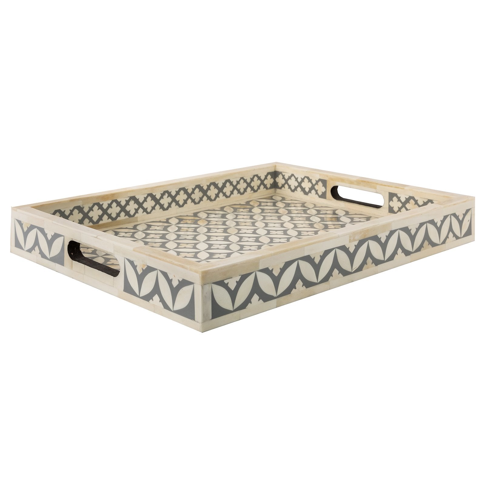 Leon Bone Inlay Tray with Geometrical Pattern