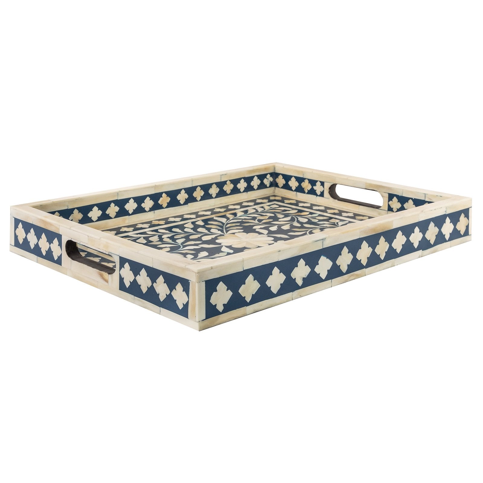 Renzo Bone Inlay Tray with Floral Pattern