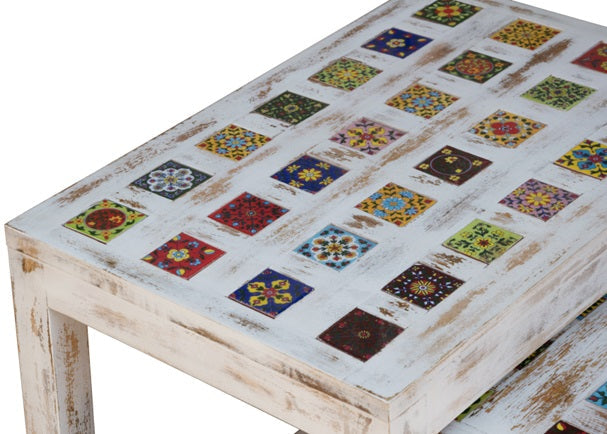 Marcus Wooden Hand Painted Nesting Table