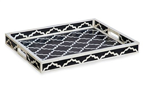 Navya Bone Inlay Tray with Moroccan Pattern