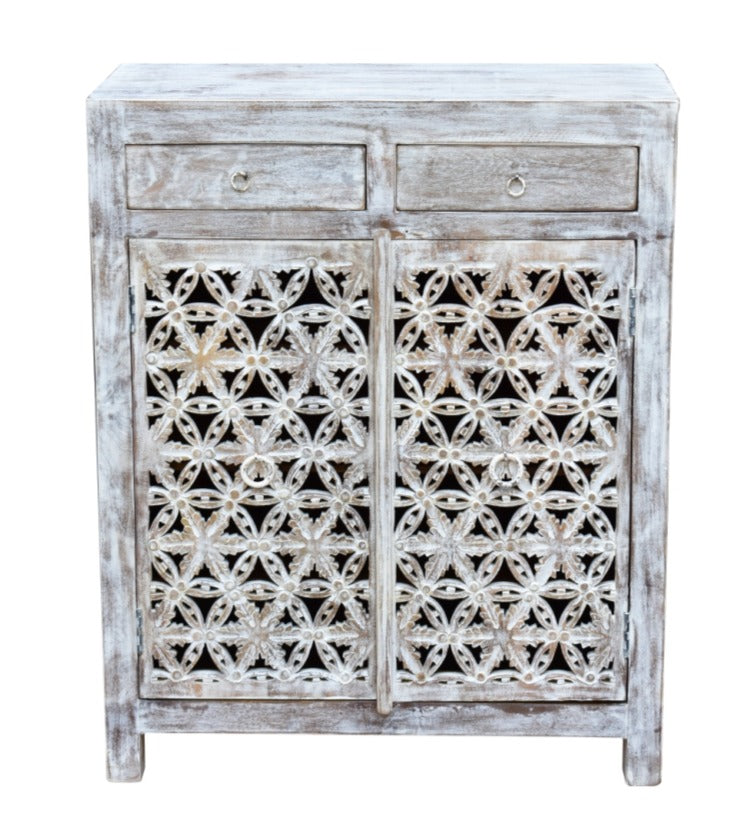 Nico Hand Carved Wooden Shoe Cabinet