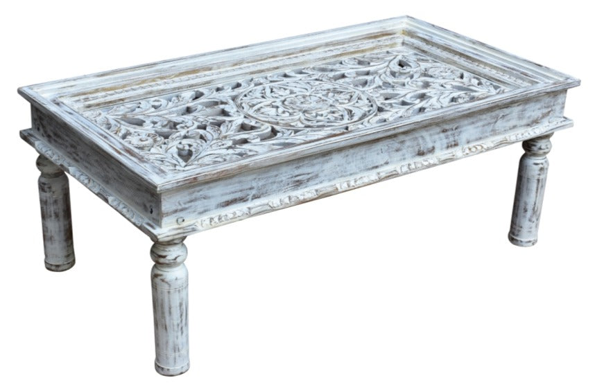 Ecbert Wooden Carved Coffee Table