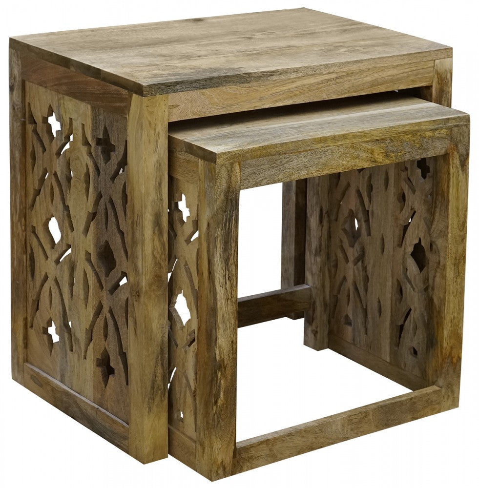 Alexa Hand Carved Wooden Nesting Tables