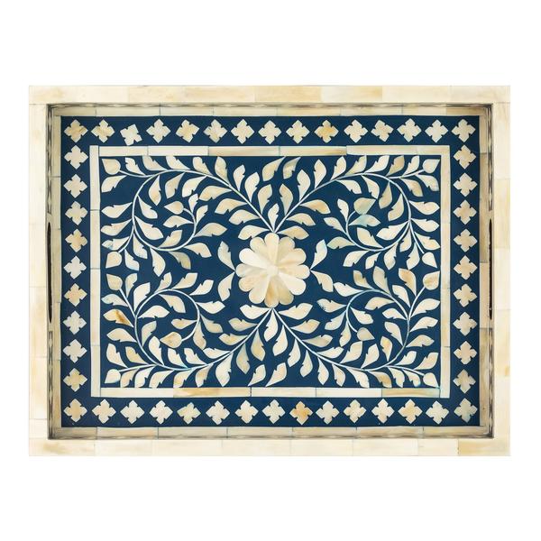 Renzo Bone Inlay Tray with Floral Pattern