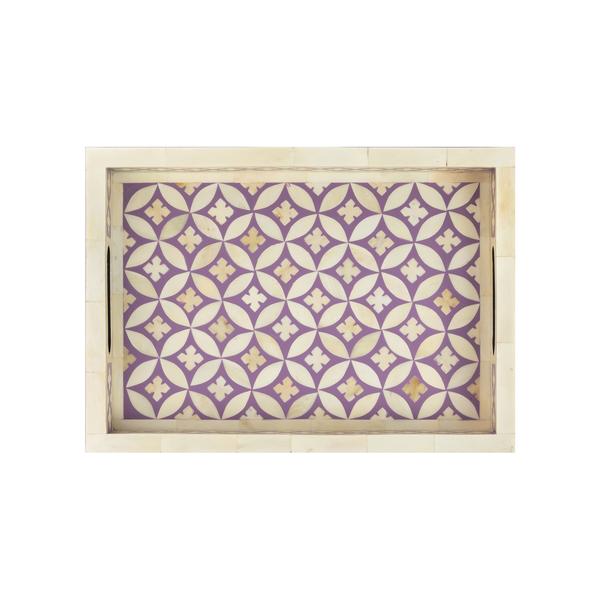 Elias Bone Inlay Tray with Geometric Pattern