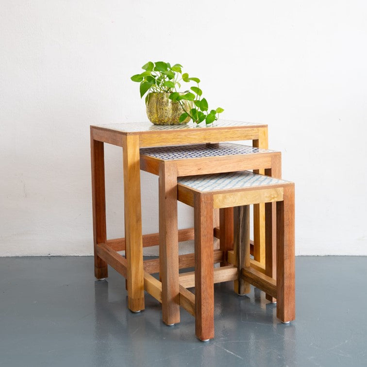 Civi Bone Inlay Nesting Table