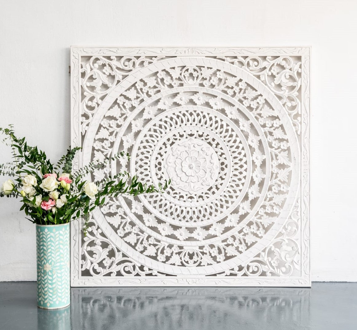 Liza Carved Wall Panel White