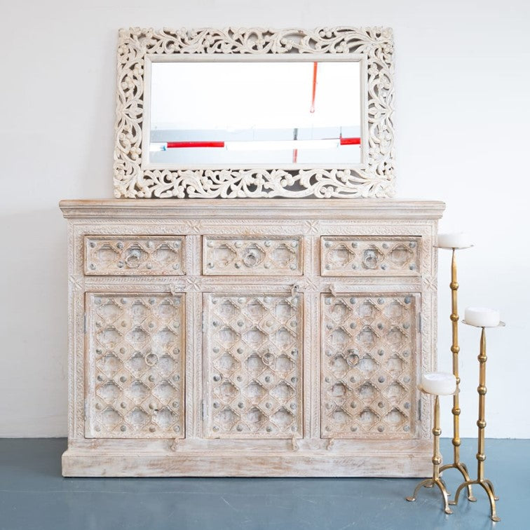 Daisy Hand Carved Wooden Sideboard