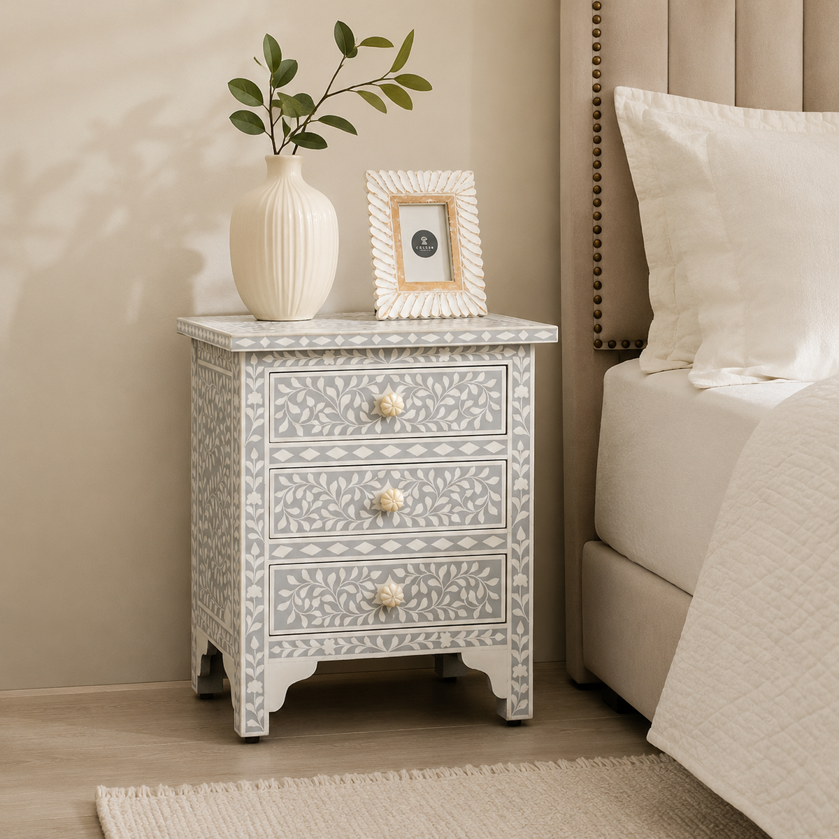 Emna Resin Inlay Bedside Table
