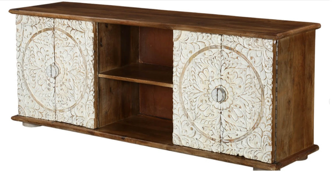 Simmon Hand Carved Wooden TV Cabinet