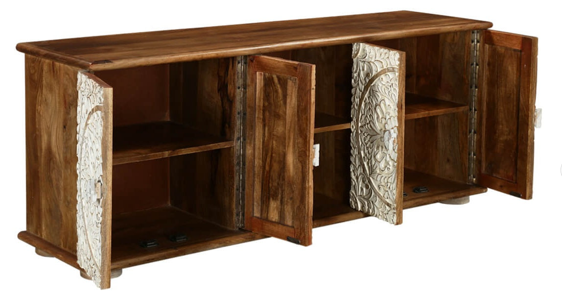 Simmon Hand Carved Wooden TV Cabinet