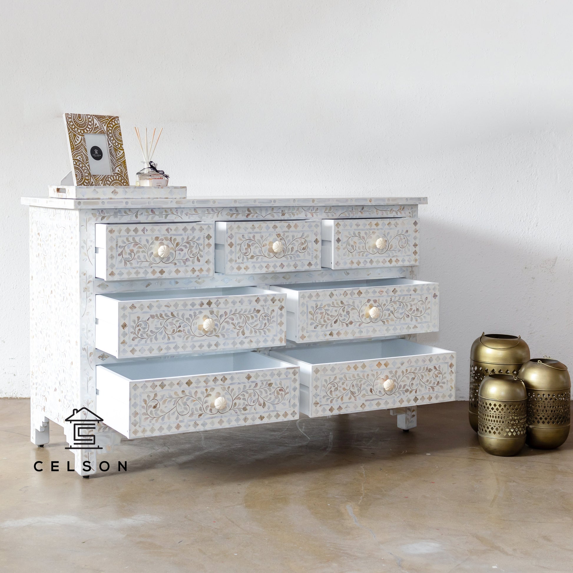 Luca Mother of Pearl Inlay Dresser