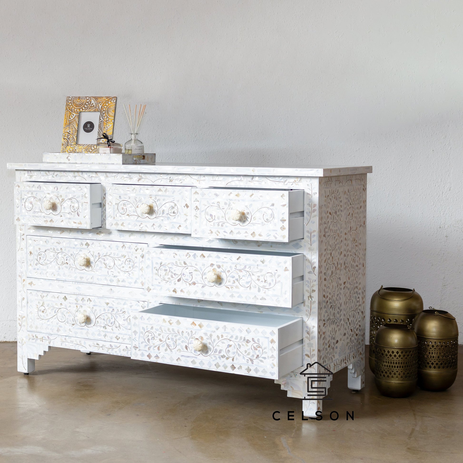 Luca Mother of Pearl Inlay Dresser