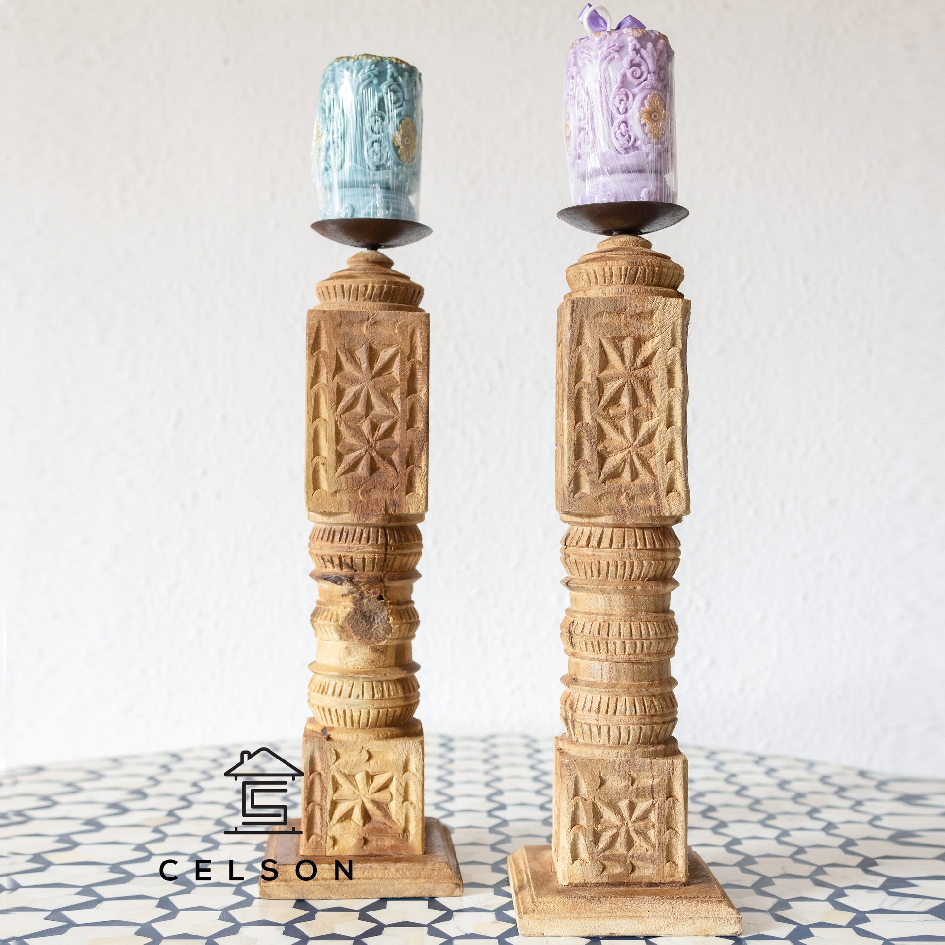 Raghav Wooden Candle Stand