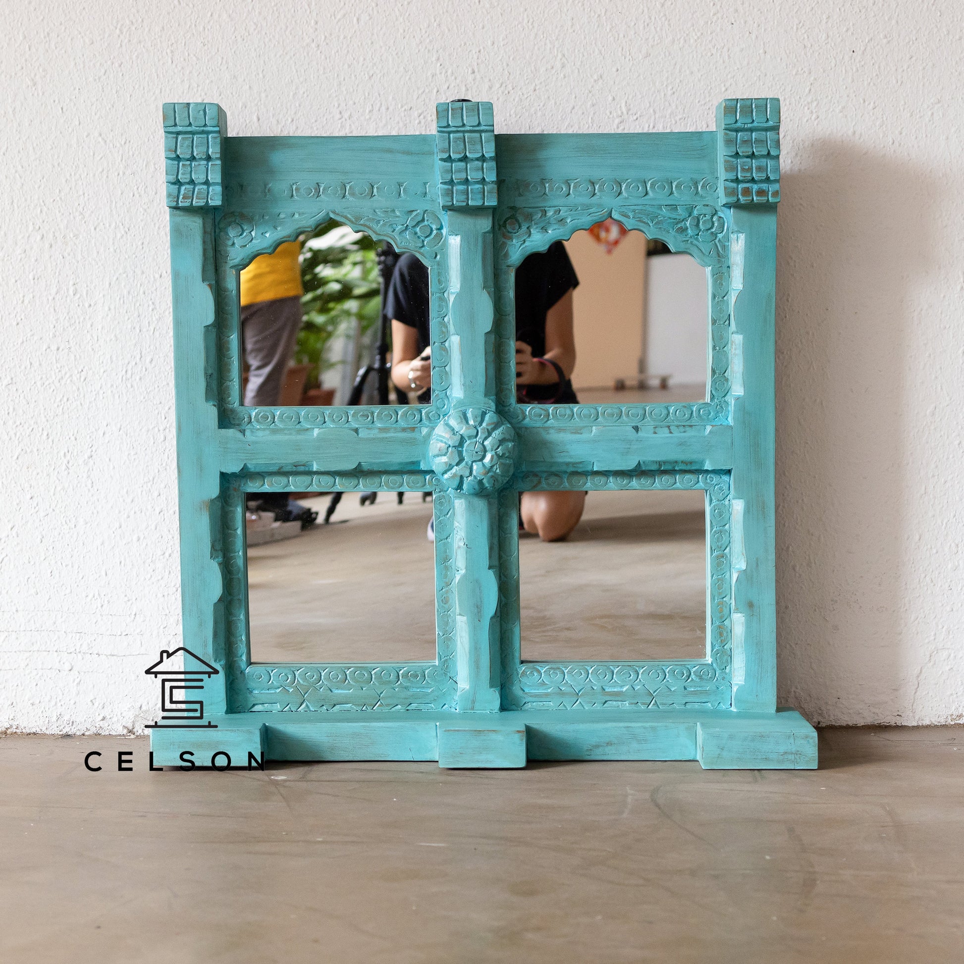 Mehrab Hand Carved Wooden Mirror