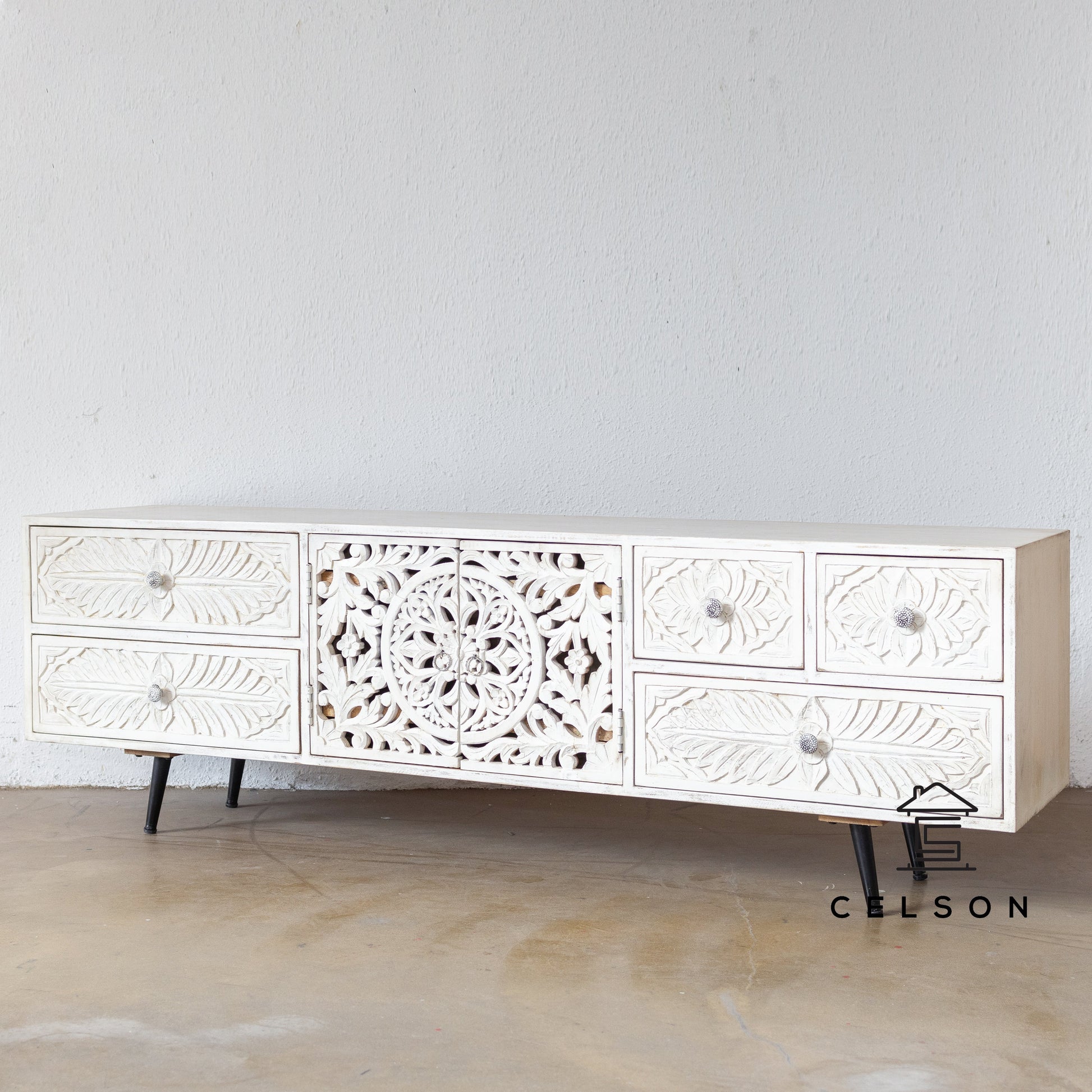 Emma Hand Carved wooden TV Cabinet