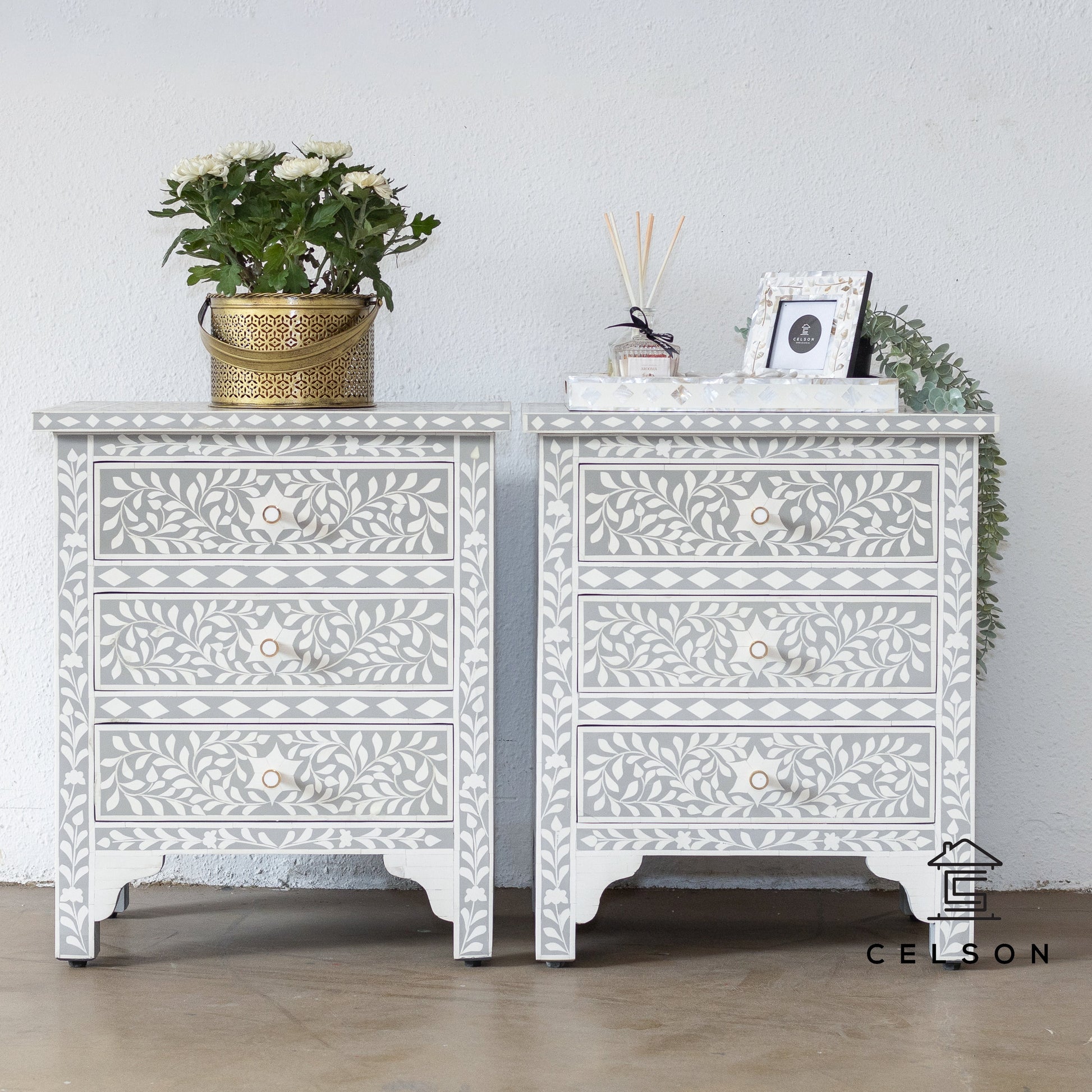 Emna Bone Inlay Bedside