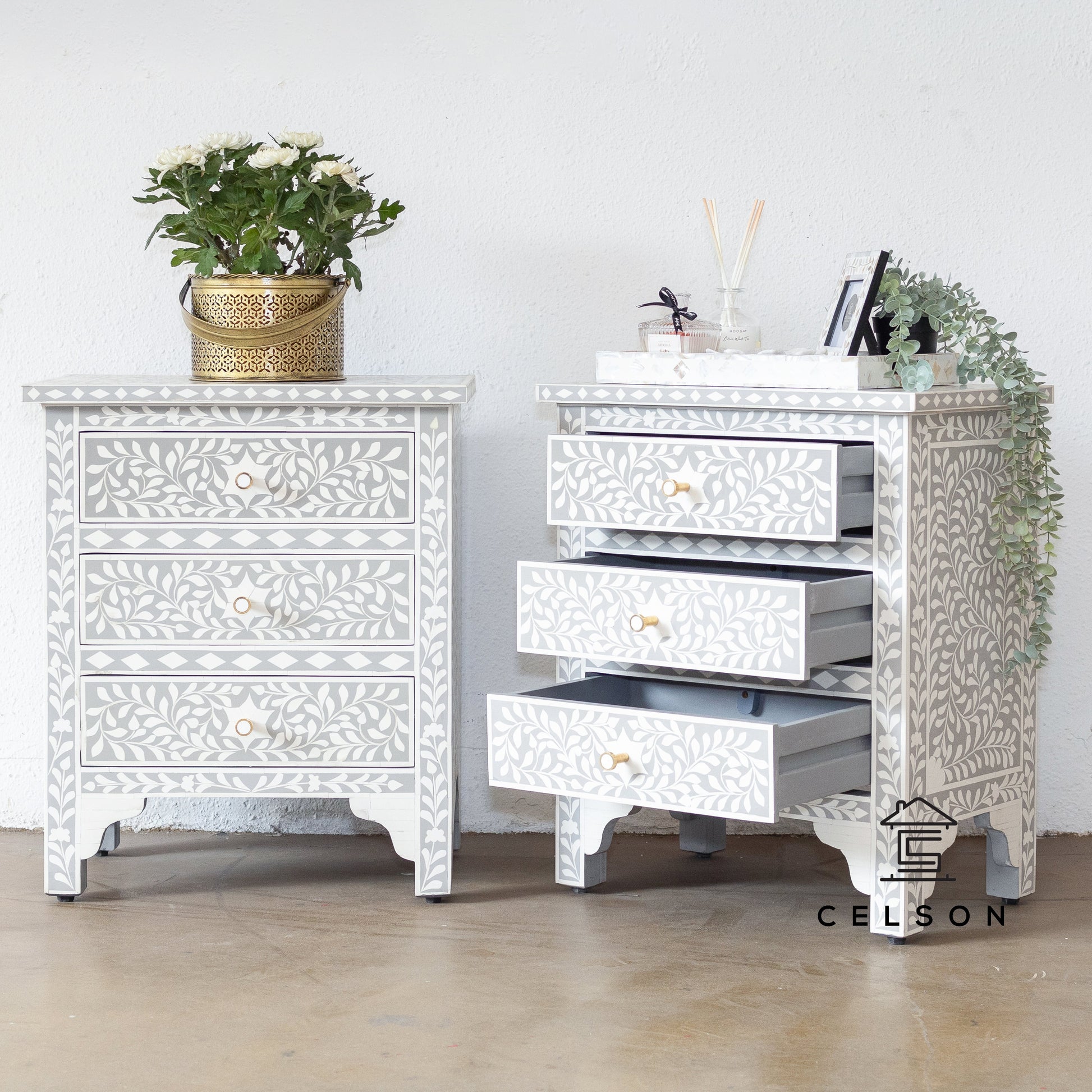 Emna Bone Inlay Bedside