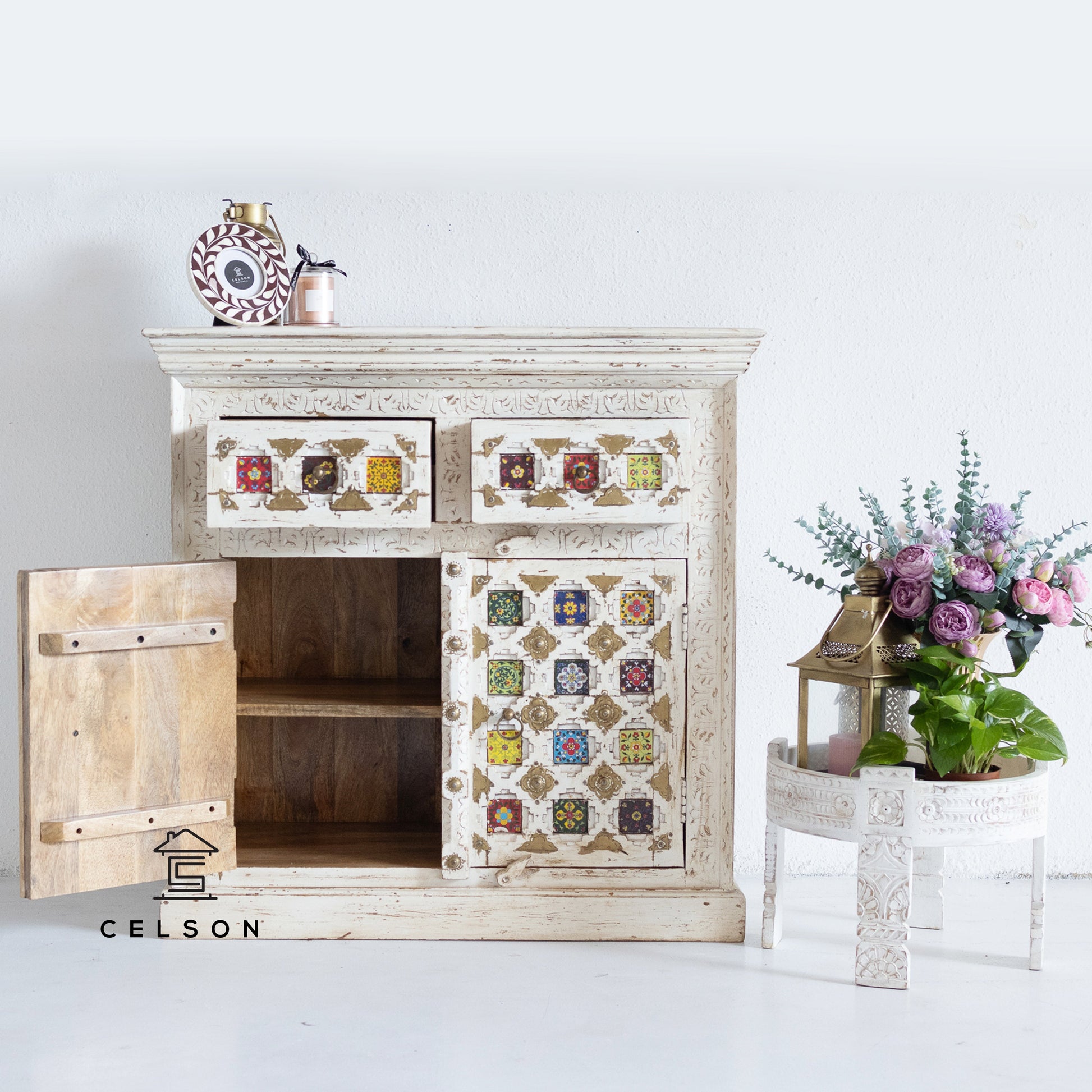 Frey Carved Wooden Cabinet