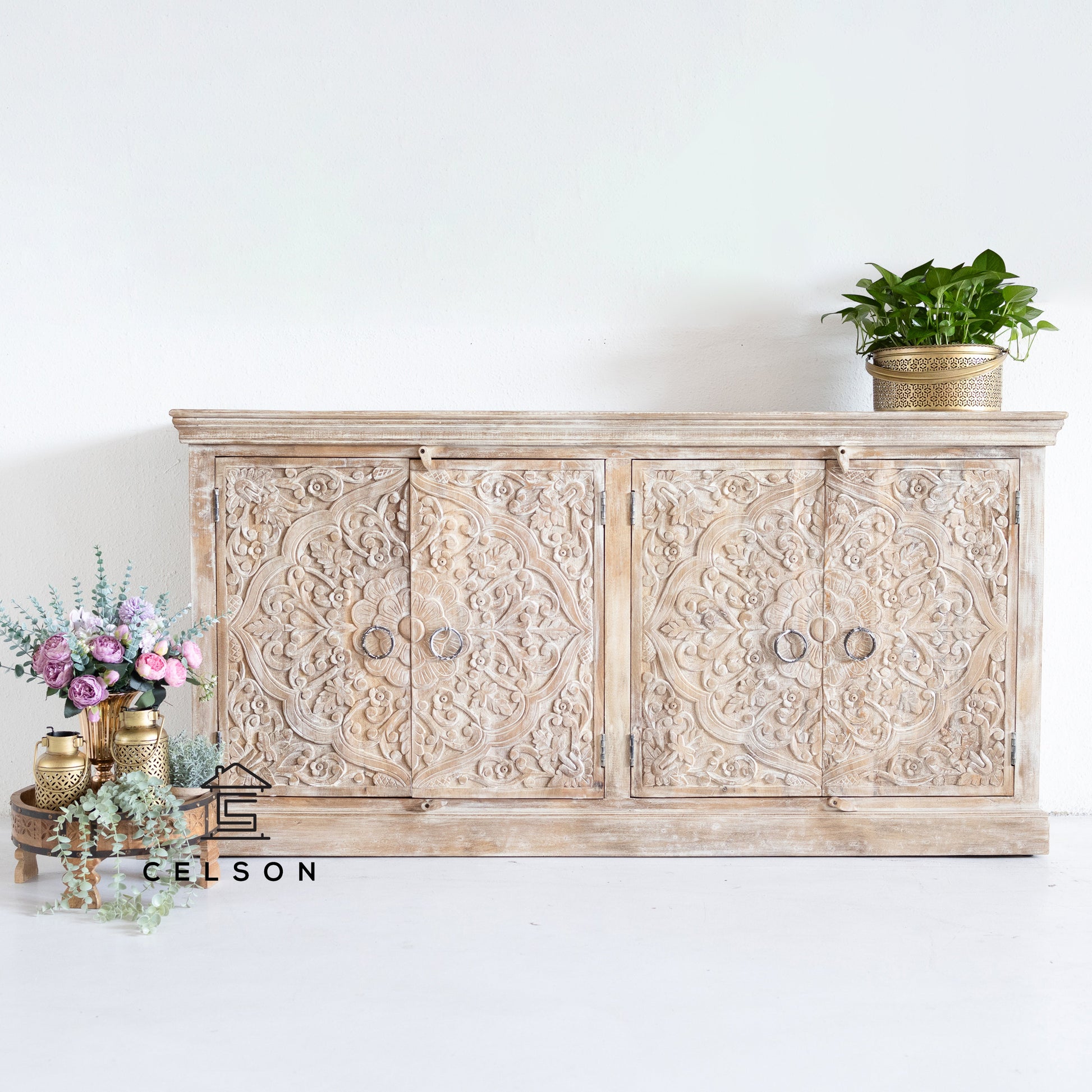 Ikkan Hand Carved Side Board
