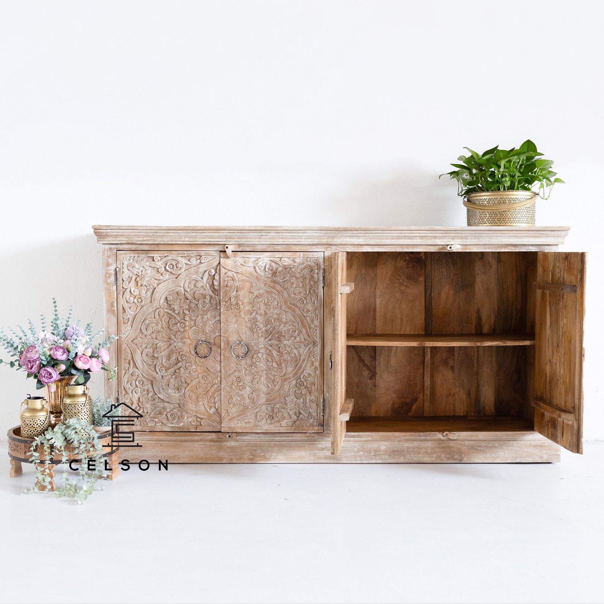 Ikkan Hand Carved Side Board