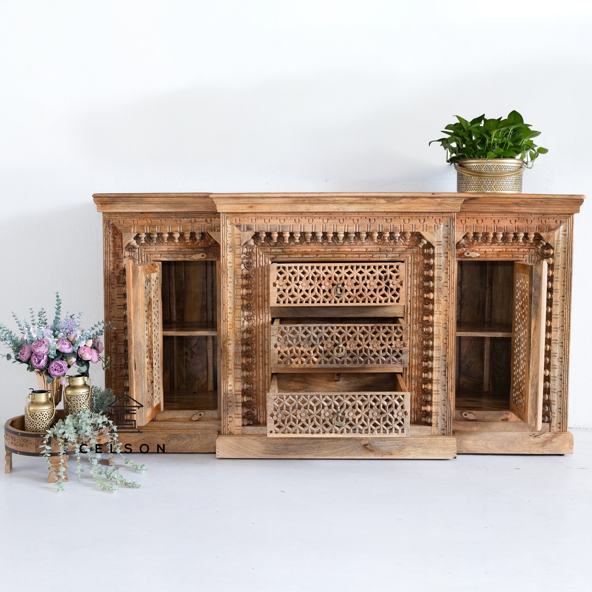 Roobi Hand Carved Side Board