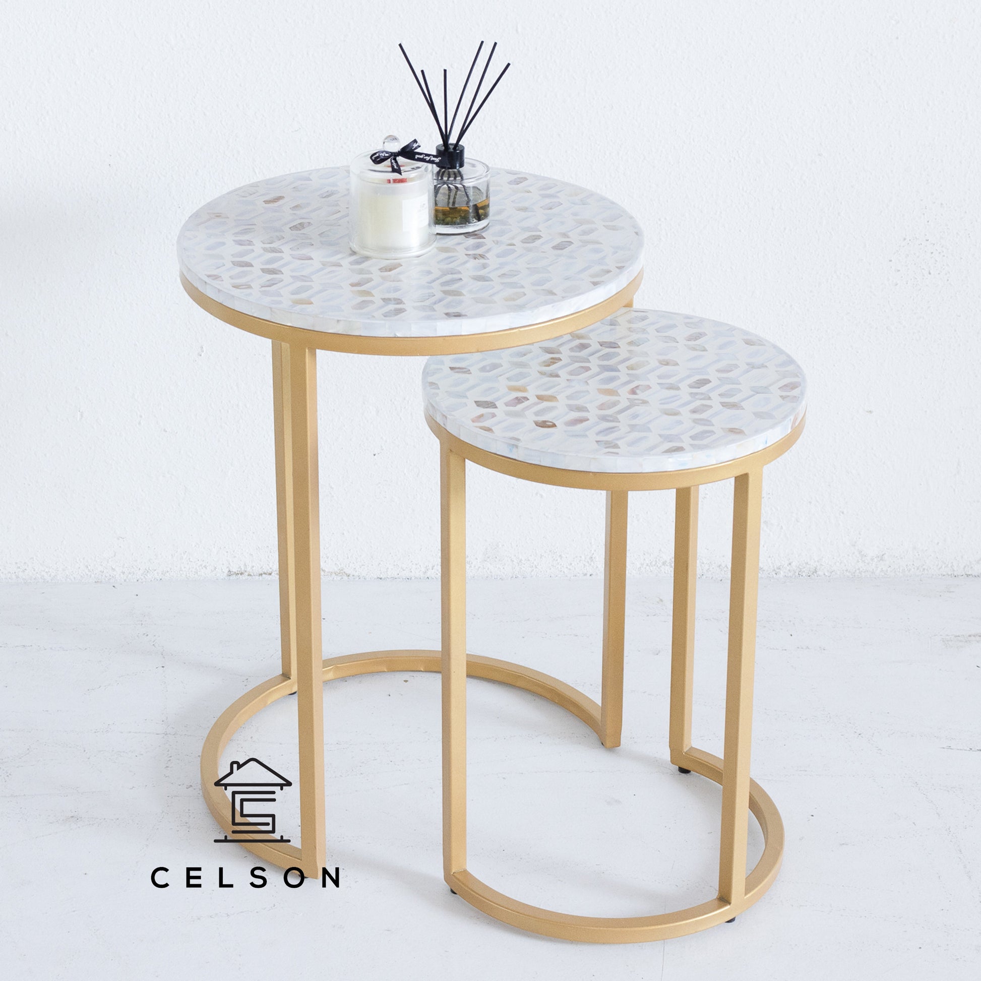 Omar Mother of Pearl Inlay Nesting Table Set