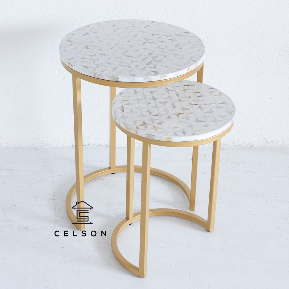 Zayna Mother of Pearl Inlay Nesting Table Set