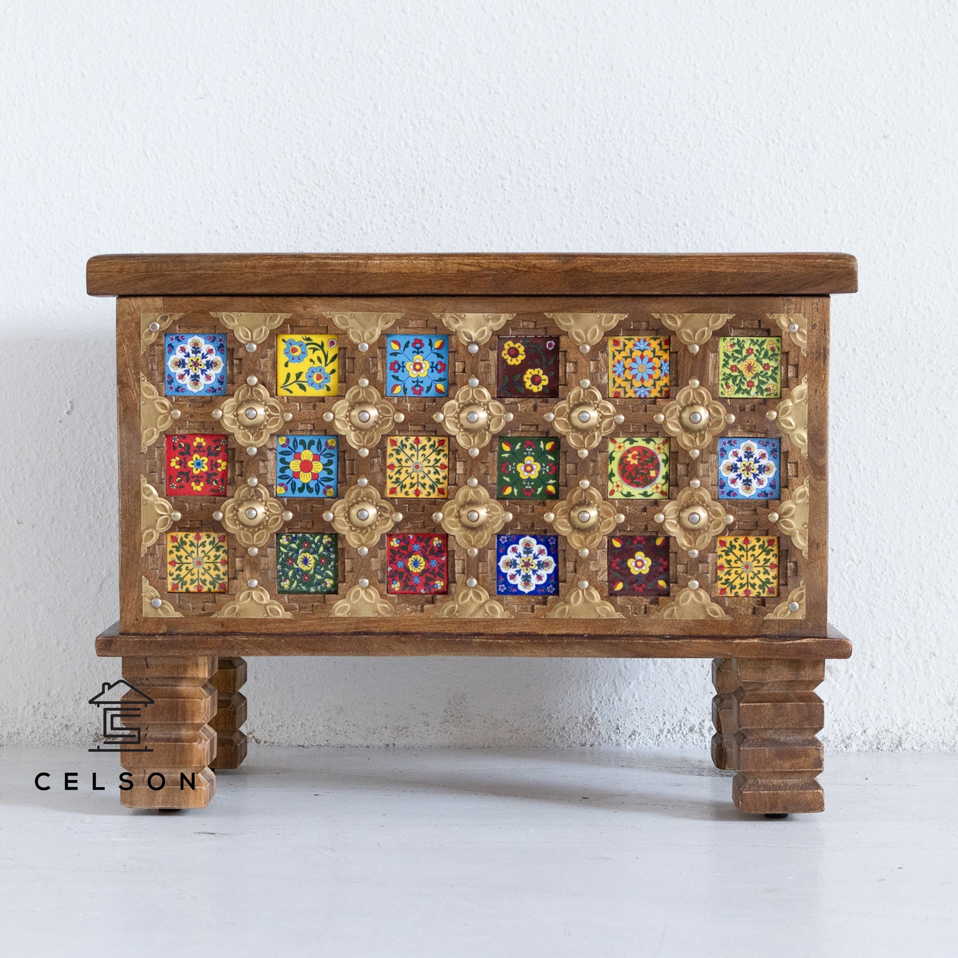 Sharwana Carved Tile Storage Trunk