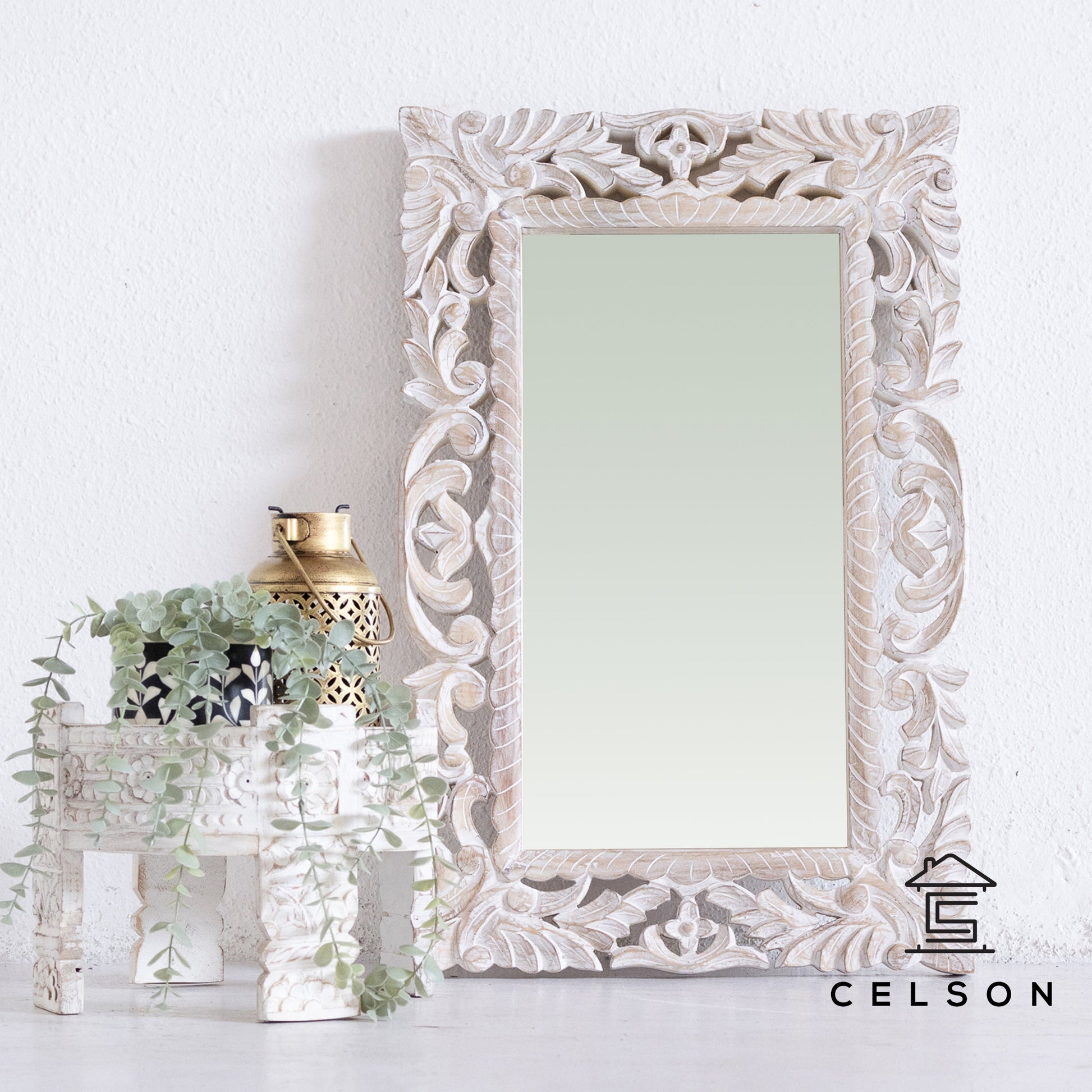 Kai Carved Distrssed Mirror