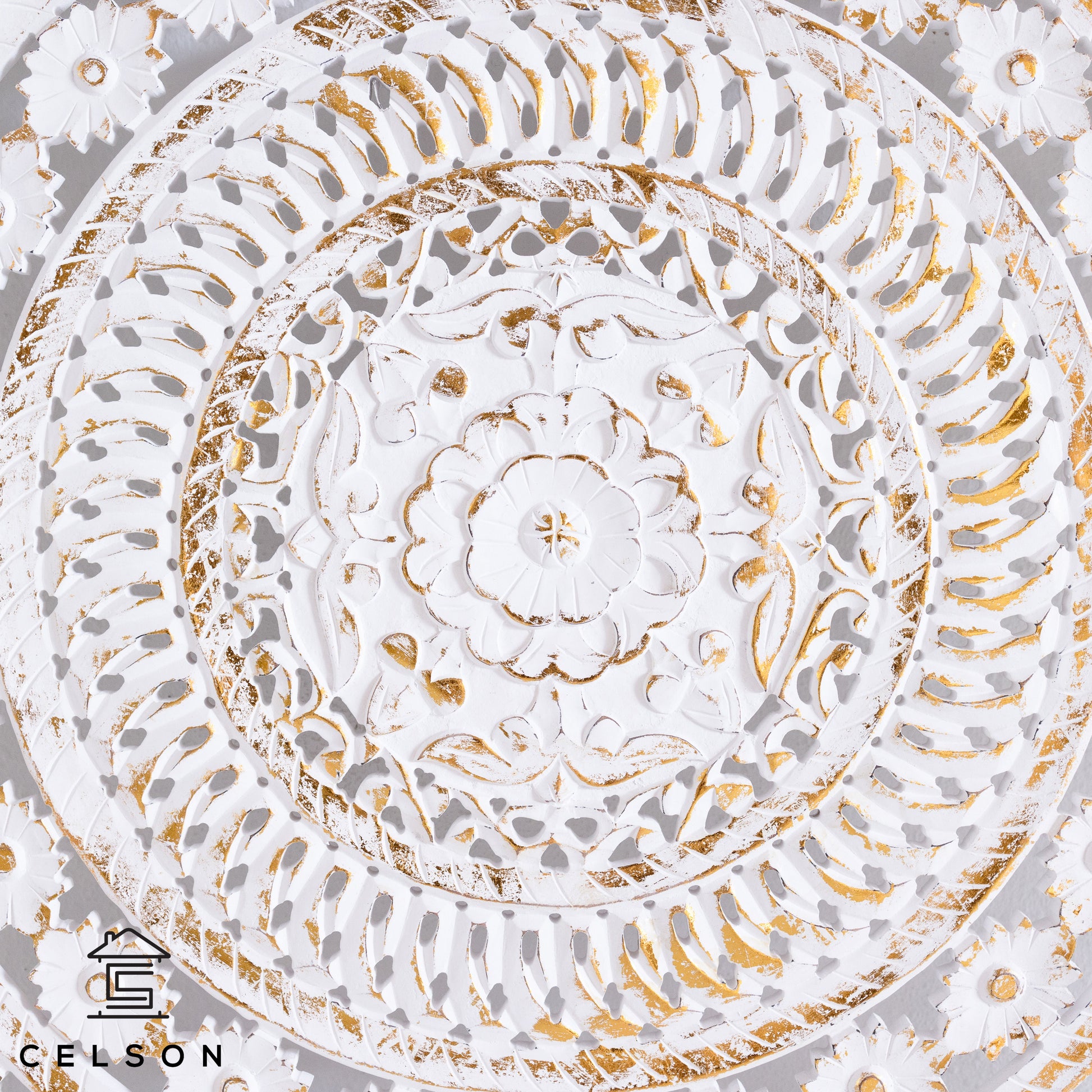 Liza Carved Wall Panel White Gold