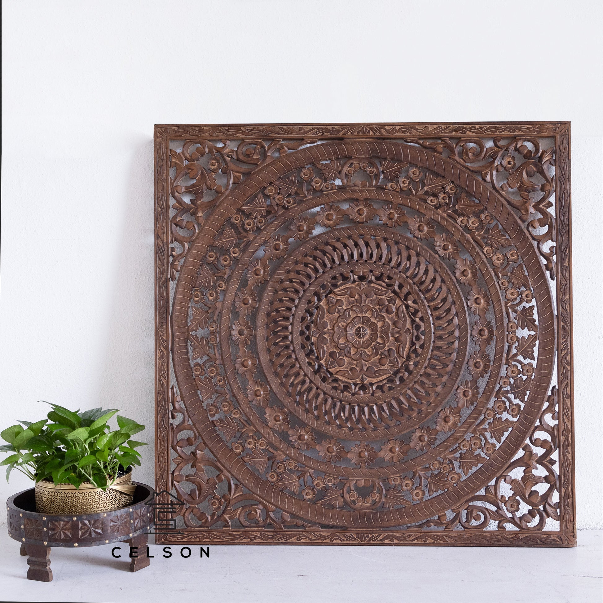 Liza Carved Wall Panel Brown 120cm