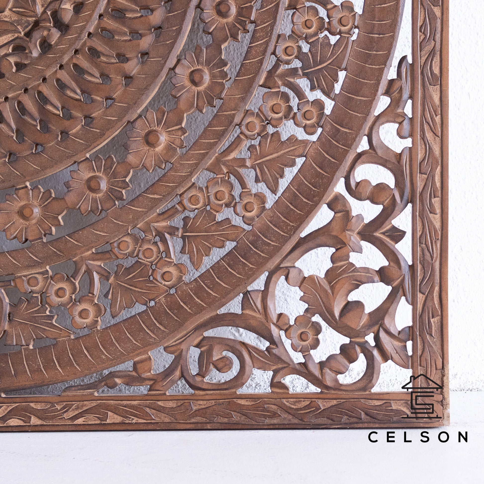 Liza Carved Wall Panel Brown 120cm