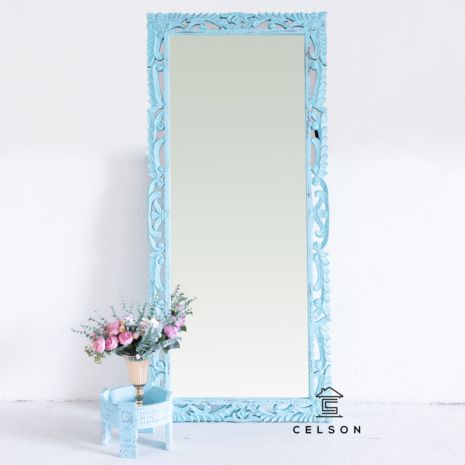 Aria Carved Wooden Mirror