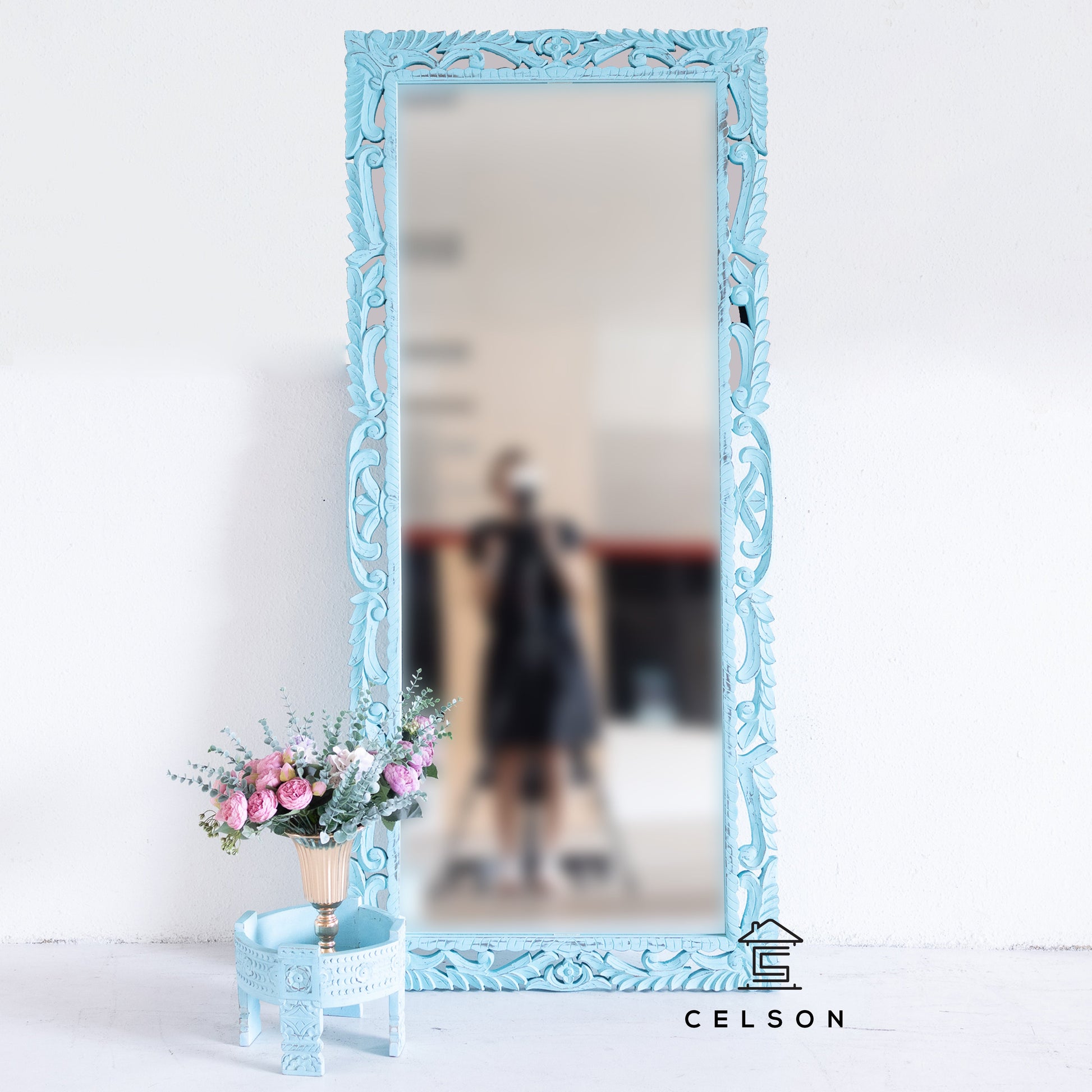 Aria Carved Wooden Mirror