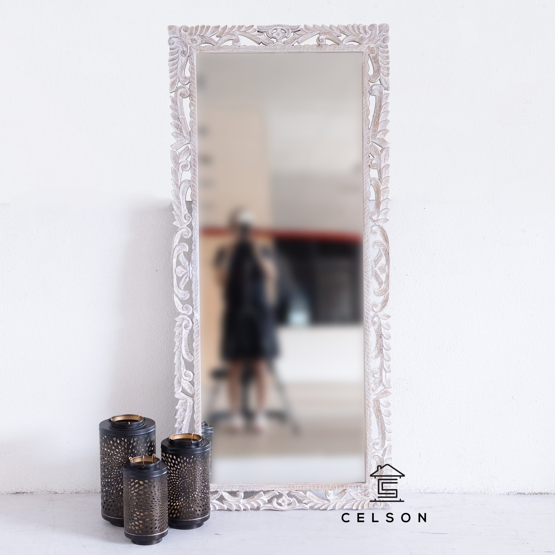 Kai Carved Distrssed Mirror