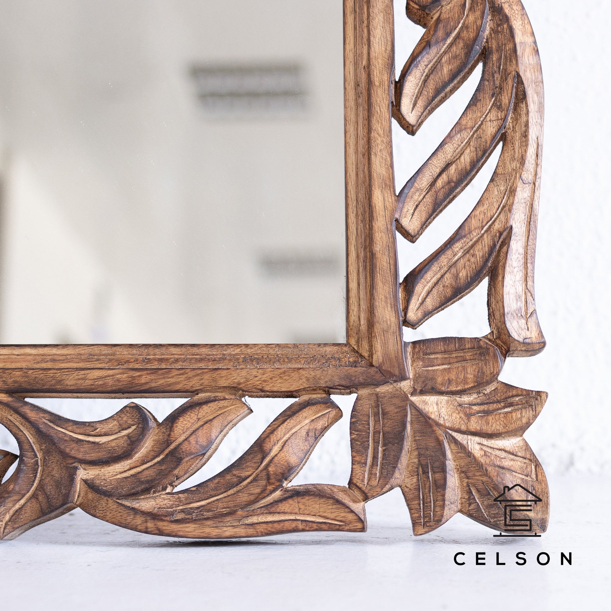 Caleb Carved Wooden Mirror