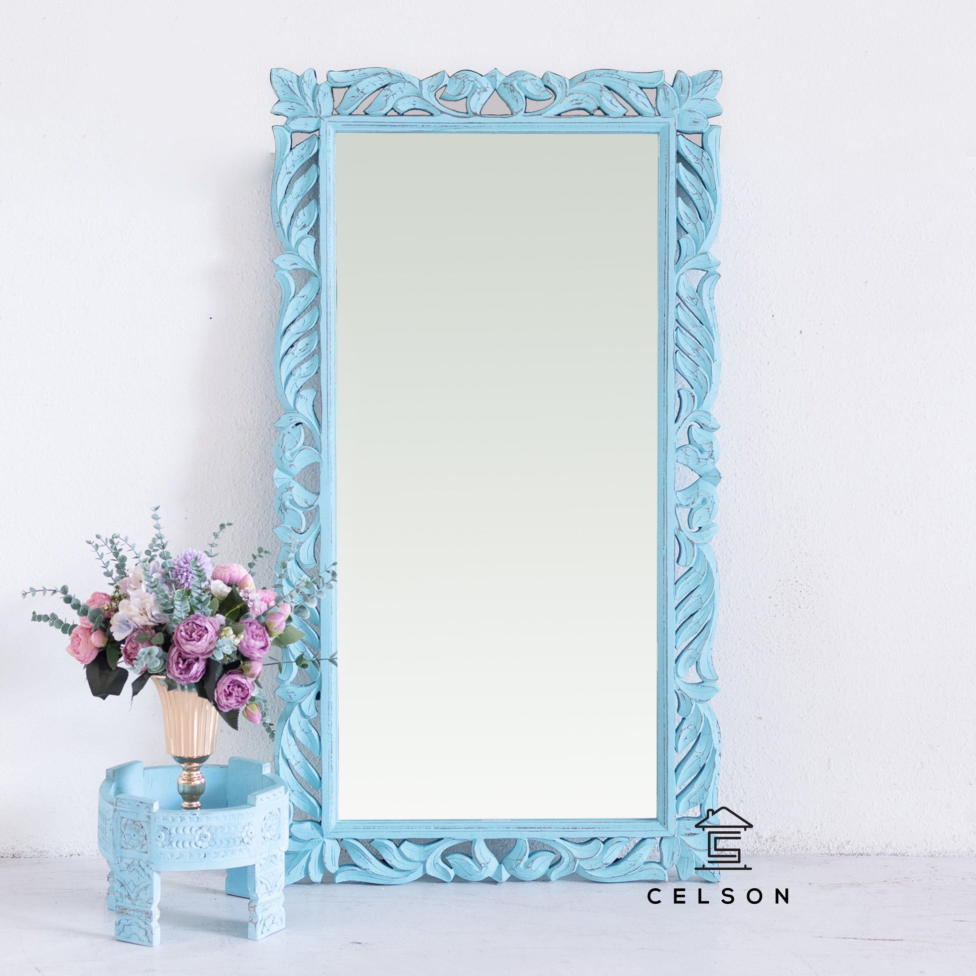 Aria Carved Wooden Mirror