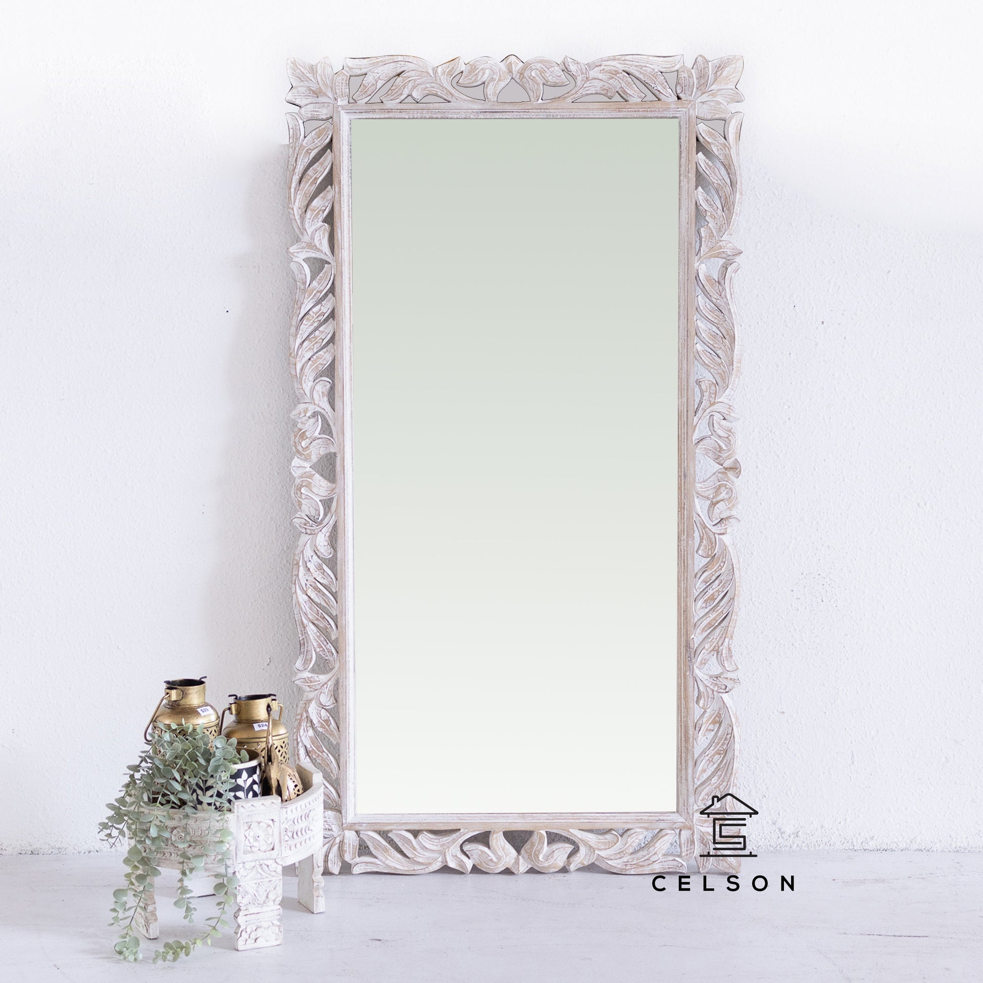 Kai Carved Distrssed Mirror