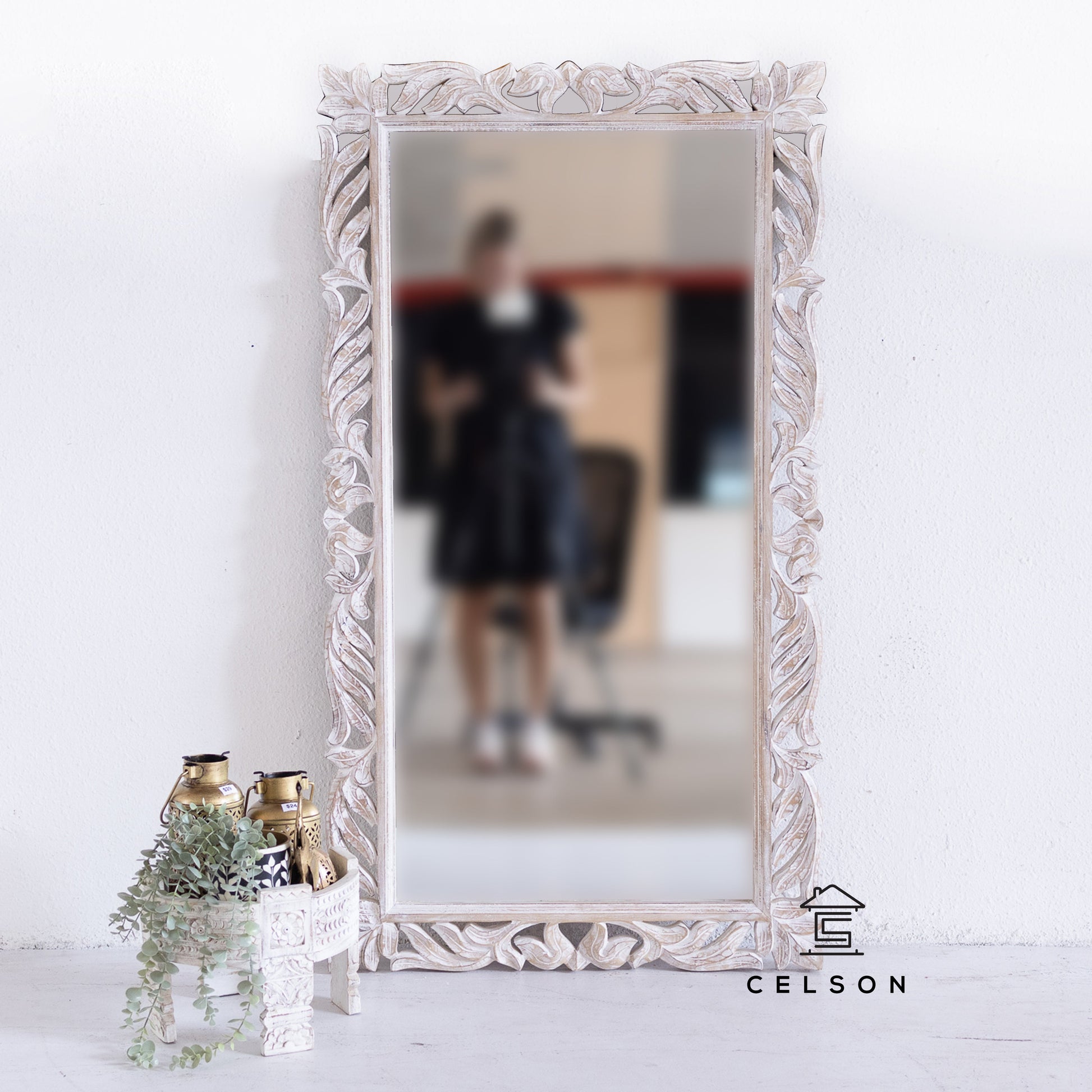 Kai Carved Distrssed Mirror