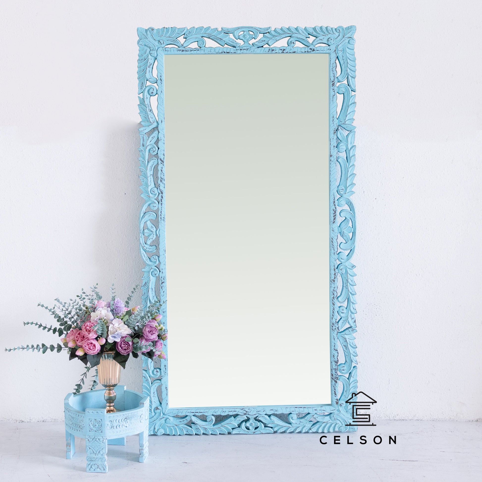 Aria Carved Wooden Mirror