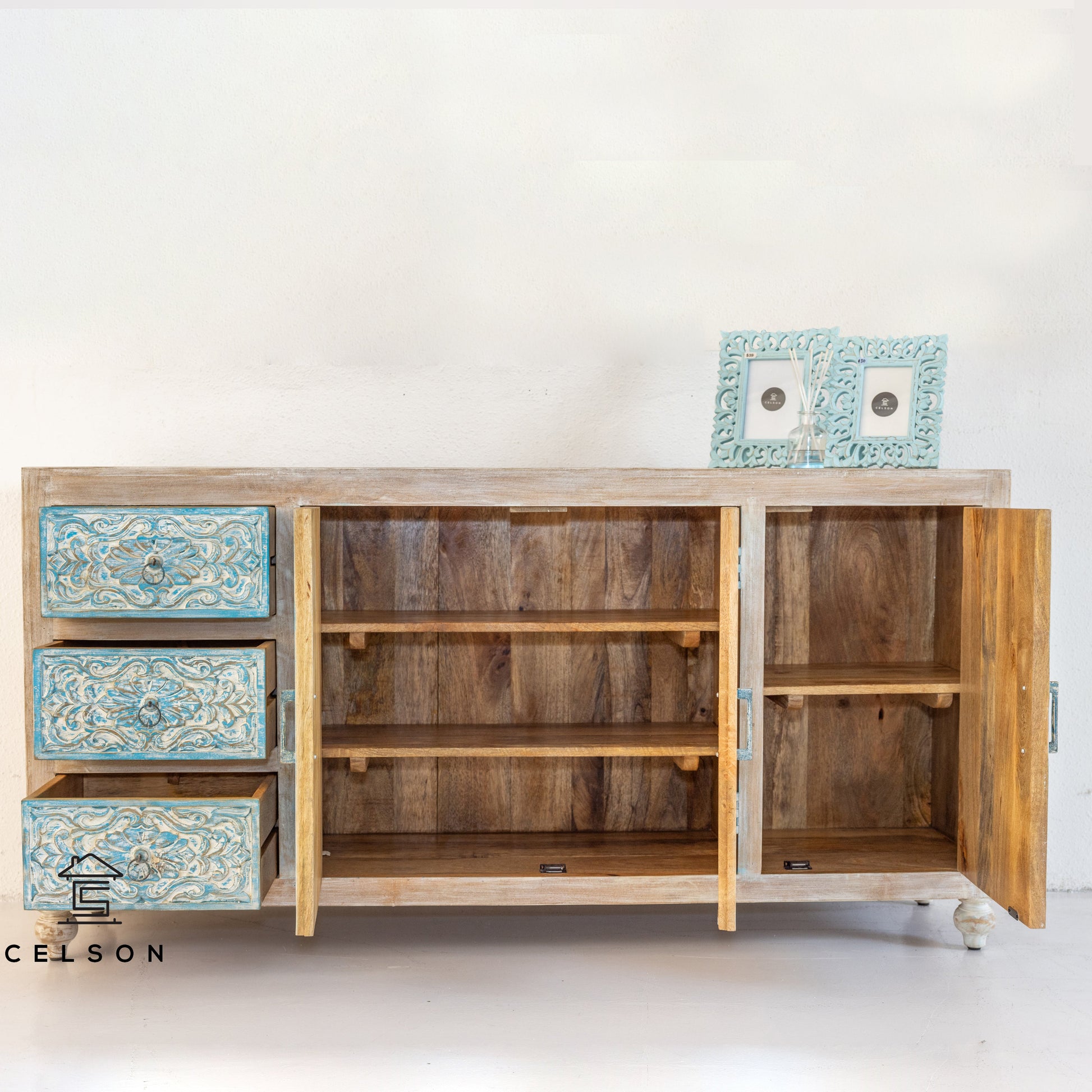 Heidi Hand Carved Wooden Sideboard