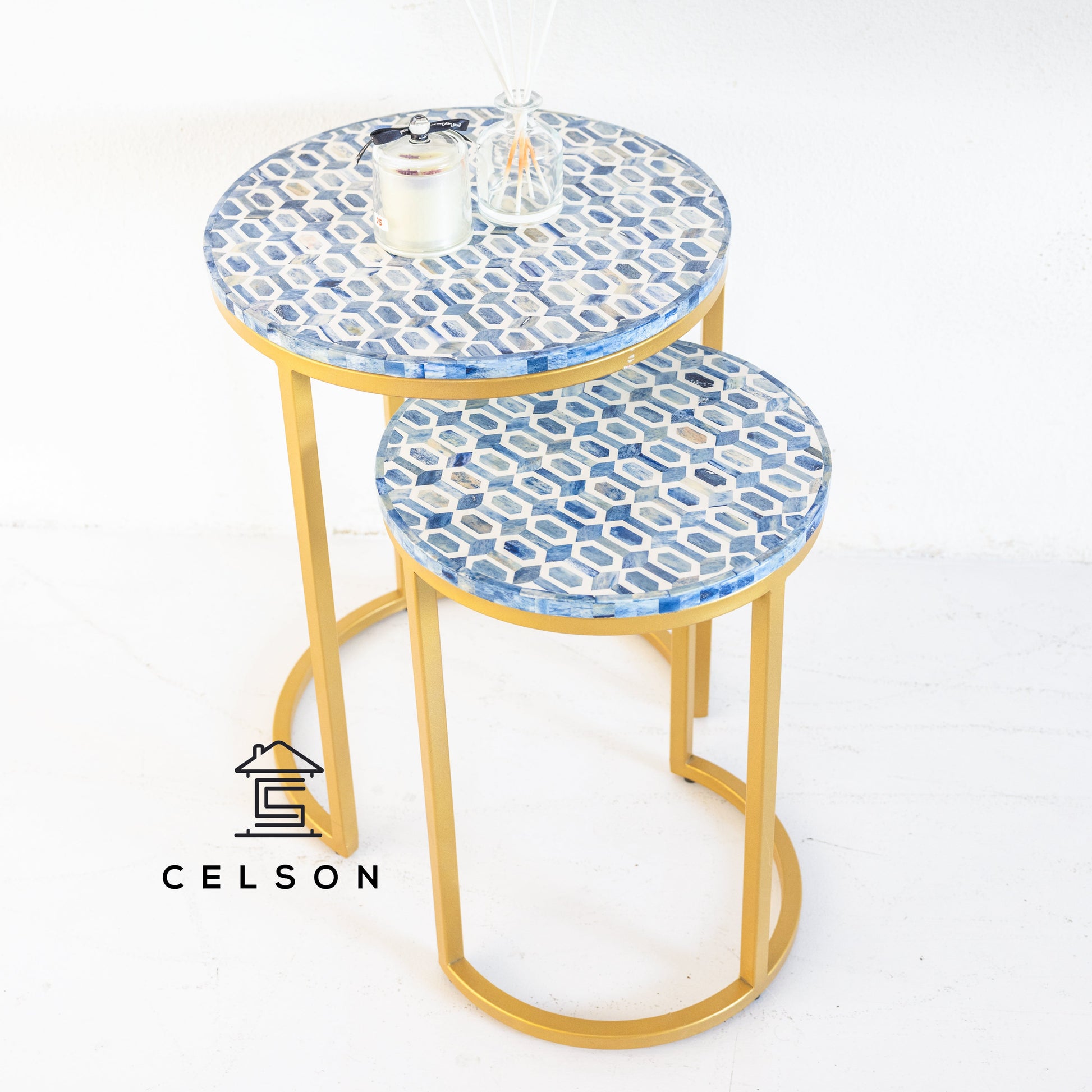 Omar Mother of Pearl Inlay Nesting Table Set