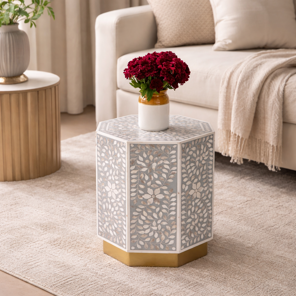 Bob Mother of Pearl Inlay Stool