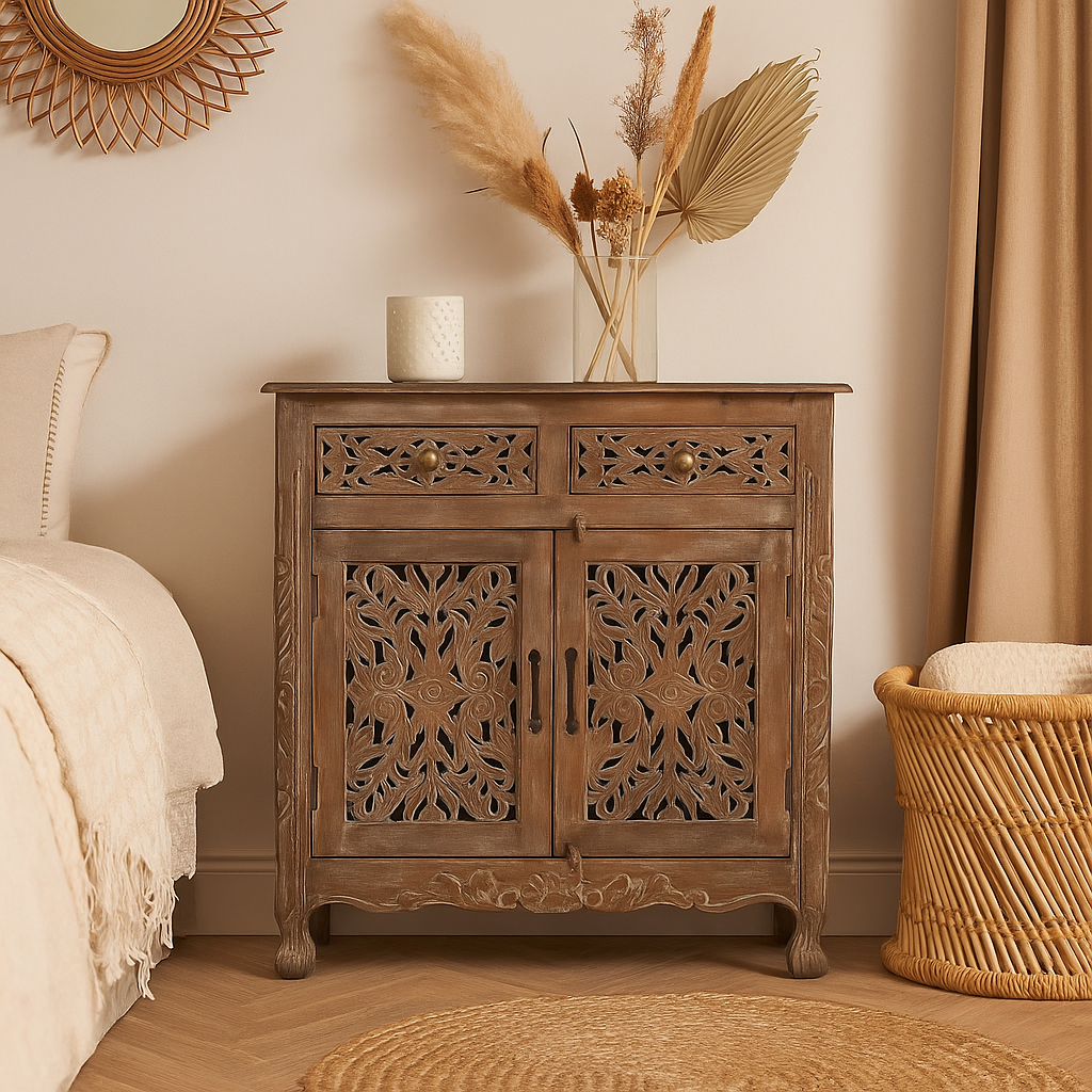 Ryker Carved Wooden Chest