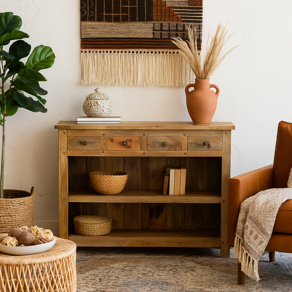 Allison Carved Wooden Console Table