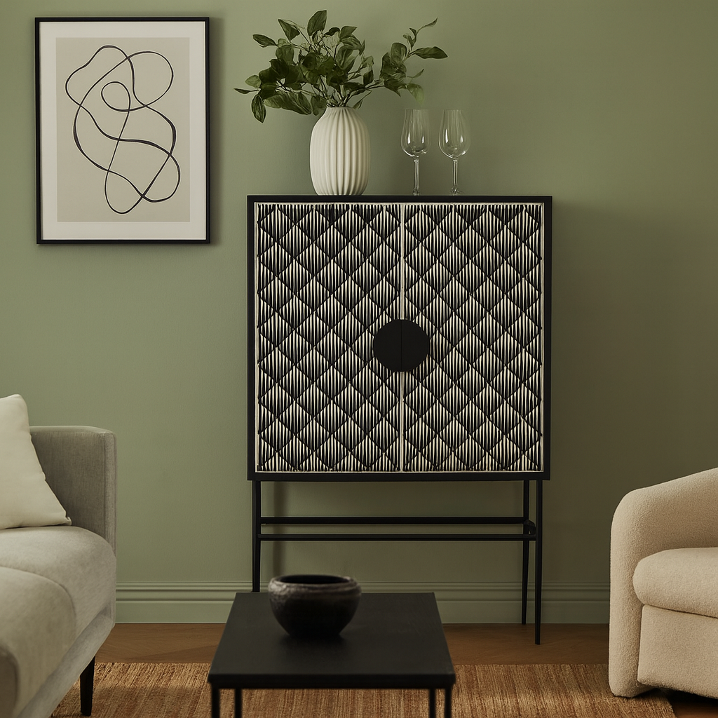 Elvis Bone Inlay Bar Cabinet