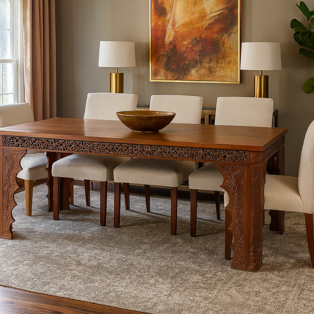 Lyla Carved Wooden Dining Table