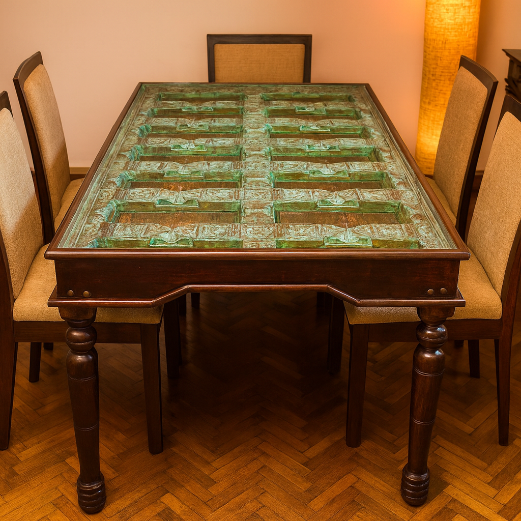 Jessy Hand Carved Wooden Dining Table