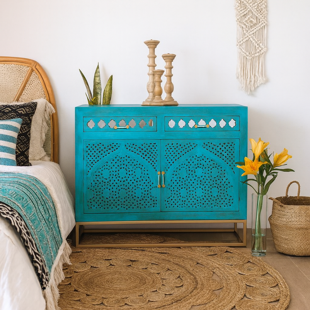 Jade Carved Wooden Cabinet